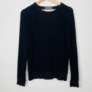 27 Miles Malibu Black Sparkle 100% Cashmere Open V-Back Cady Sweater, Size S**